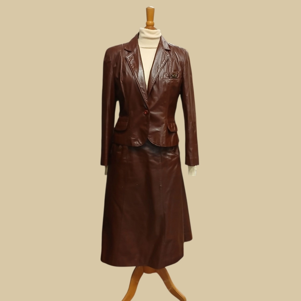 Etienne Aigner Oxblood Leather Suit